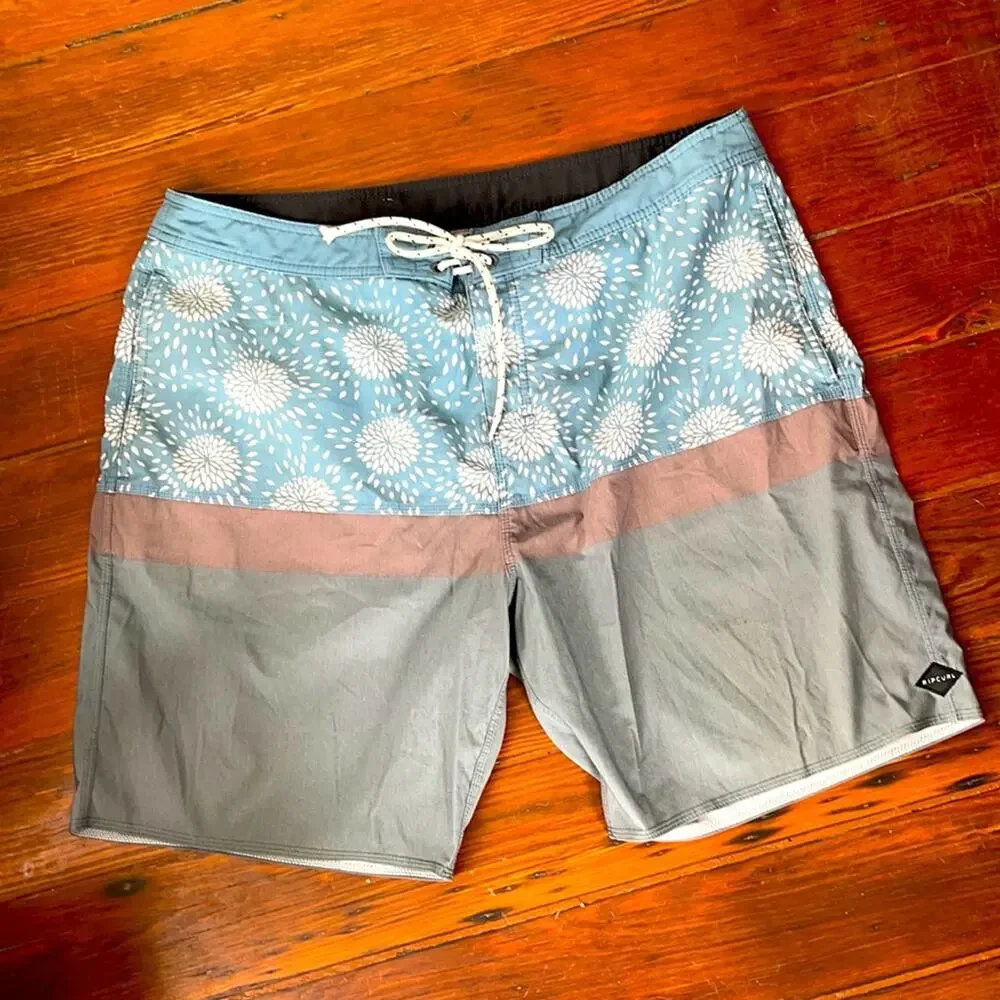 Rip Curl floral color block swim surf unlined board shorts
